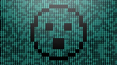 Icon symbol of expression or concept created on binary 1-0 matrix code Stock Footage 321416416