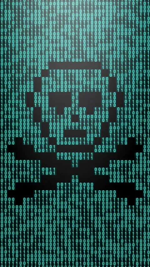 Icon symbol of expression or concept created on binary 1-0 matrix code Stock Footage 321416522