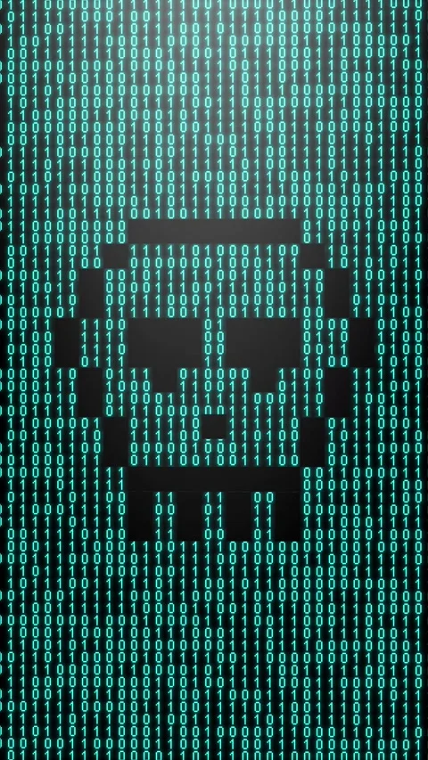 Icon symbol of expression or concept created on binary 1-0 matrix code Stock Footage 321416713