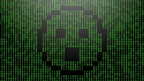 Icon symbol of expression or concept created on binary 1-0 matrix code Stock Footage 321416789