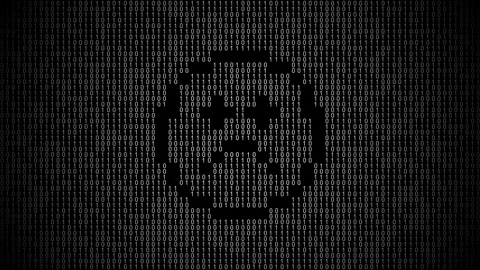 Icon symbol of expression or concept created on binary 1-0 matrix code Stock Footage 321417067