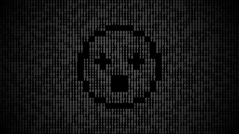 Icon symbol of expression or concept created on binary 1-0 matrix code Stock Footage 321417077