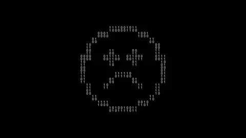 Icon symbol of expression or concept created on binary 1-0 matrix code Stock Footage 321417293