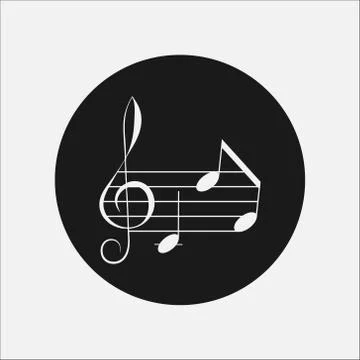Icon symbol of Music notes on rounded black background. Stock Illustration