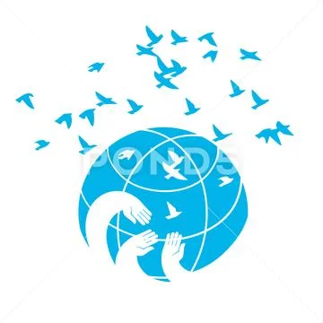 Icon a symbol of peace blue planet. Stock Illustration