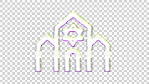 Icon synagogue is distorted. Glitch. Noise, chromatic aberration, geometric Stock Illustration