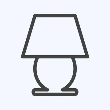Icon Table Lamp - Line Style - Simple illustration,Editable stroke Stock Illustration