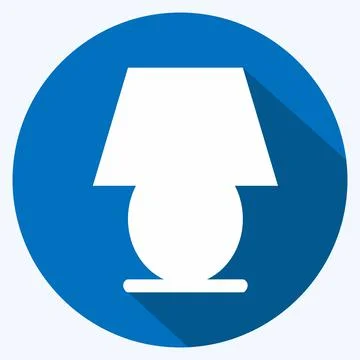 Icon Table Lamp - Long Shadow Style - Simple illustration,Editable stroke Stock Illustration