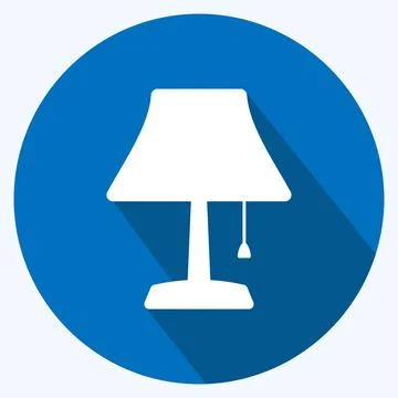 Icon Table Lamp. suitable for Home symbol. long shadow style. simple design e Stock Illustration