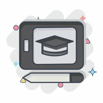 Icon Tablet Education. related to Learning symbol. comic style. simple desi.. Stock Illustration