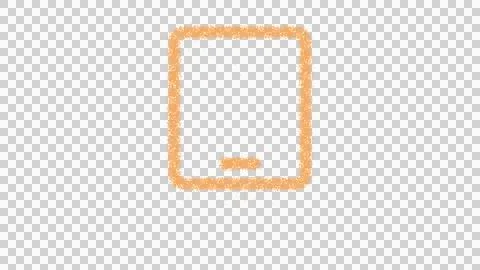 Icon tablet is made of yellow grains of sand. Some grains of sand fall down. Stock Illustration