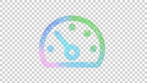 Icon tachometer slow is made up of LED square shapes. There are bright diodes Stock Illustration