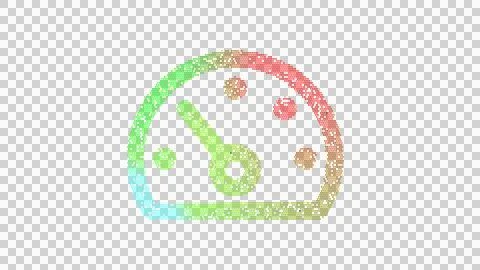 Icon tachometer slow is made up of LED square shapes. There are bright diodes Stock Illustration