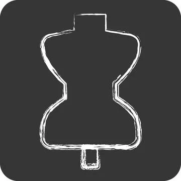 Icon Tailor Dummy. suitable for education symbol. chalk Style. simple desig.. Illustrazione stock