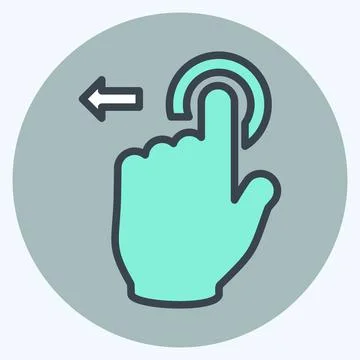 Icon Tap and Move Left - Color Mate Style - Simple illustration,Editable stro Stock Illustration