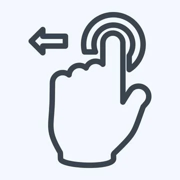 Icon Tap and Move Left - Line Style - Simple illustration,Editable stroke Stock Illustration