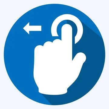 Icon Tap and Move Left - Long Shadow Style - Simple illustration,Editable str Stock Illustration