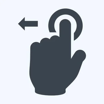 Icon Tap and Move Left - Glyph Style - Simple illustration,Editable stroke Stock Illustration