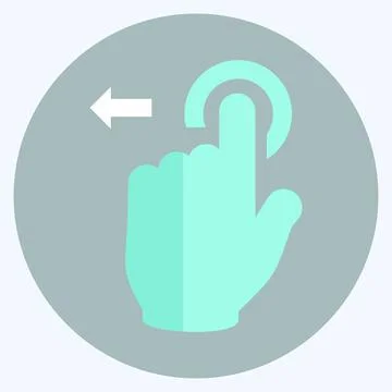 Icon Tap and Move Left - Flat Style - Simple illustration,Editable stroke Stock Illustration