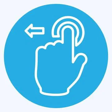 Icon Tap and Move Left - Blue Eyes Style - Simple illustration,Editable strok Stock Illustration
