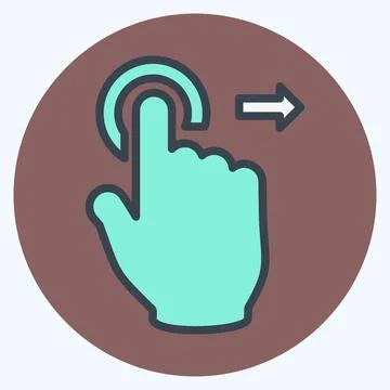 Icon Tap and Move Right - Color Mate Style - Simple illustration,Editable str Stock Illustration