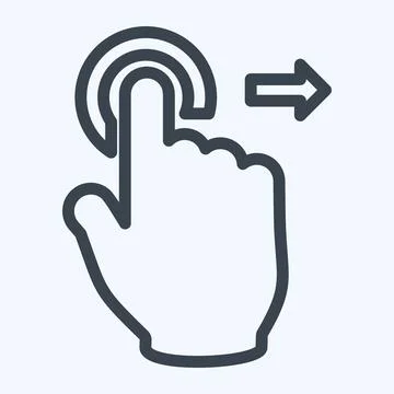Icon Tap and Move Right - Line Style - Simple illustration,Editable stroke Stock Illustration