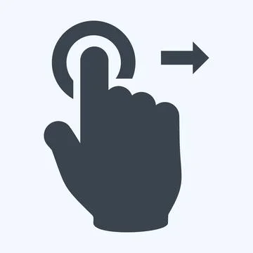 Icon Tap and Move Right - Glyph Style - Simple illustration,Editable stroke Illustrazione stock
