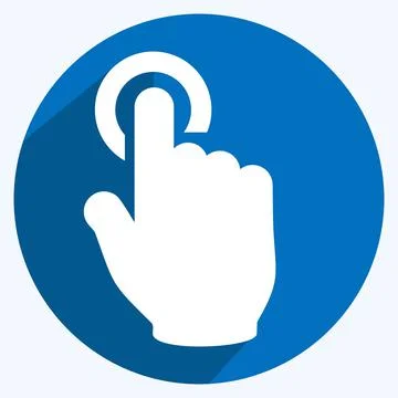 Icon Tap - Long Shadow Style - Simple illustration,Editable stroke Stock Illustration