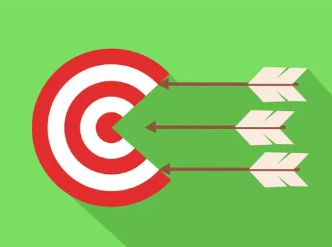 Icon target with arrows in flat design, stock vector illustration Stock Illustration