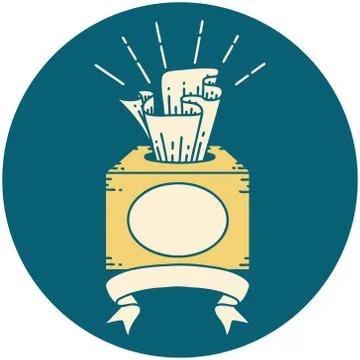Icon of tattoo style box of tissues Stock Illustration