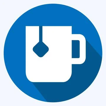 Icon Tea - Long Shadow Style - Simple illustration, Editable stroke. Stock Illustration