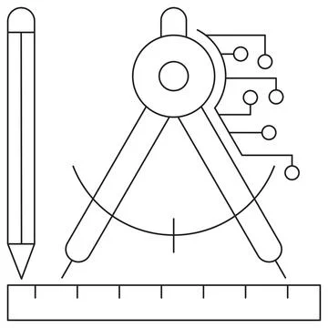 Icon of the technical drawing and digital design Stock Illustration