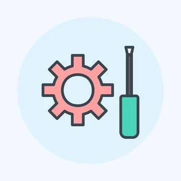Icon Technical Services. suitable for digital web symbol. color mate style. s Illustrazione stock
