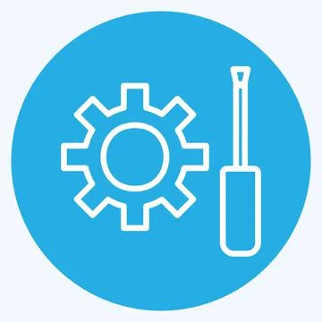 Icon Technical Services. suitable for digital web symbol. blue eyes style. si Stock Illustration