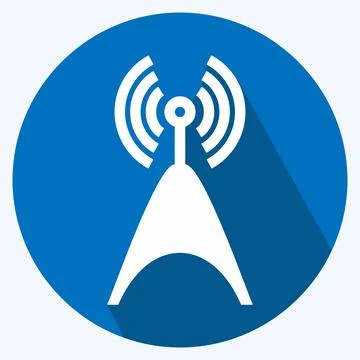 Icon Telecom Tower - Long Shadow Style,Simple illustration,Editable stroke Stock Illustration