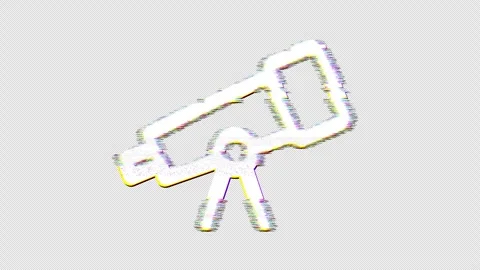Icon telescope is distorted. Glitch. Noise, chromatic aberration, geometric Stock Footage 306996593
