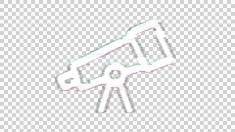 Icon telescope is distorted. Glitch. Noise, chromatic aberration, geometric Stock Illustration