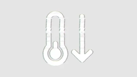 Icon temperature down is distorted. Glitch. Noise, chromatic aberration, Video stock 306994183