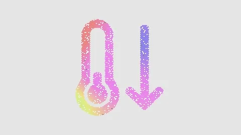 Icon temperature down is made up of LED square shapes that shimmer and flicker. Stock Footage 300758460