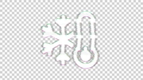 Icon temperature frigid is distorted. Glitch. Noise, chromatic aberration, Stock Illustration