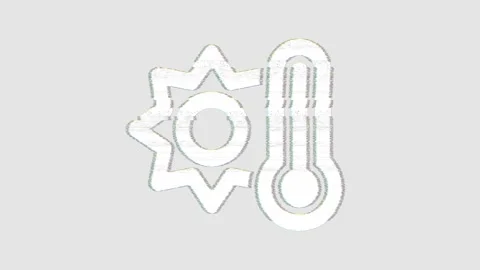 Icon temperature hot is distorted. Glitch. Noise, chromatic aberration, Video stock 306995902