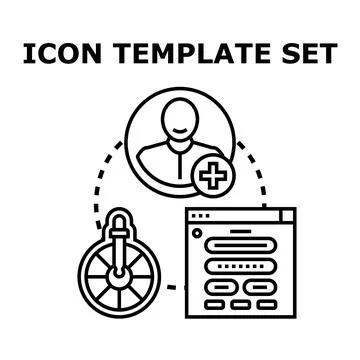 Icon template set creating user interface design Stockillustratie