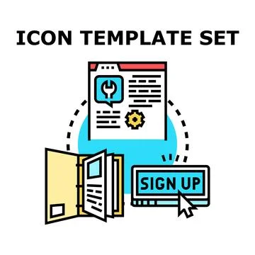 Icon template set creating web service Stock Illustration