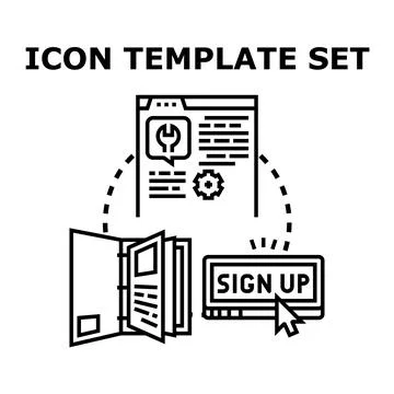 Icon template set creating web service Stock Illustration