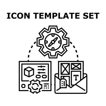 Icon template set designing and customizing process Stock Illustration