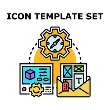 Icon template set designing and customizing process Stock Illustration