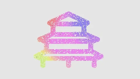 Icon temple is made up of LED square shapes that shimmer and flicker. There are Stock Footage 296149264