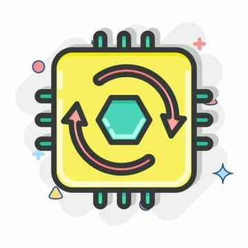 Icon Temporal Cycle Consistency. related to Machine Learning symbol. Comic .. Illustrazione stock