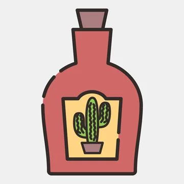 Icon tequila. Day of the dead celebration elements. Icons in filled line st.. Illustrazione stock