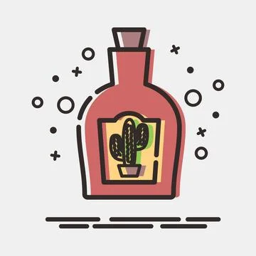 Icon tequila. Day of the dead celebration elements. Icons in MBE style. Goo.. Illustrazione stock